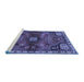 Sideview of Machine Washable Persian Blue Traditional Rug, wshtr3063blu