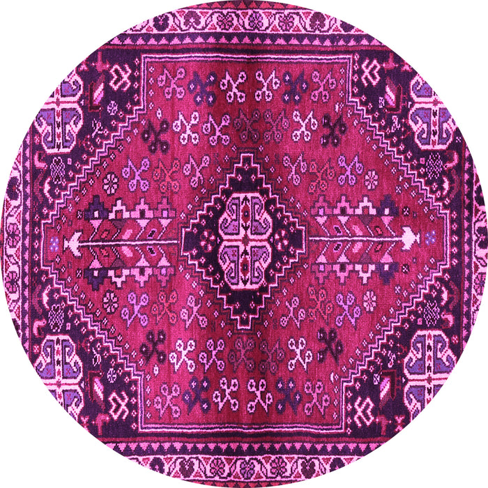 Round Machine Washable Persian Pink Traditional Rug, wshtr3063pnk