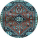 Round Persian Light Blue Traditional Rug, tr3063lblu