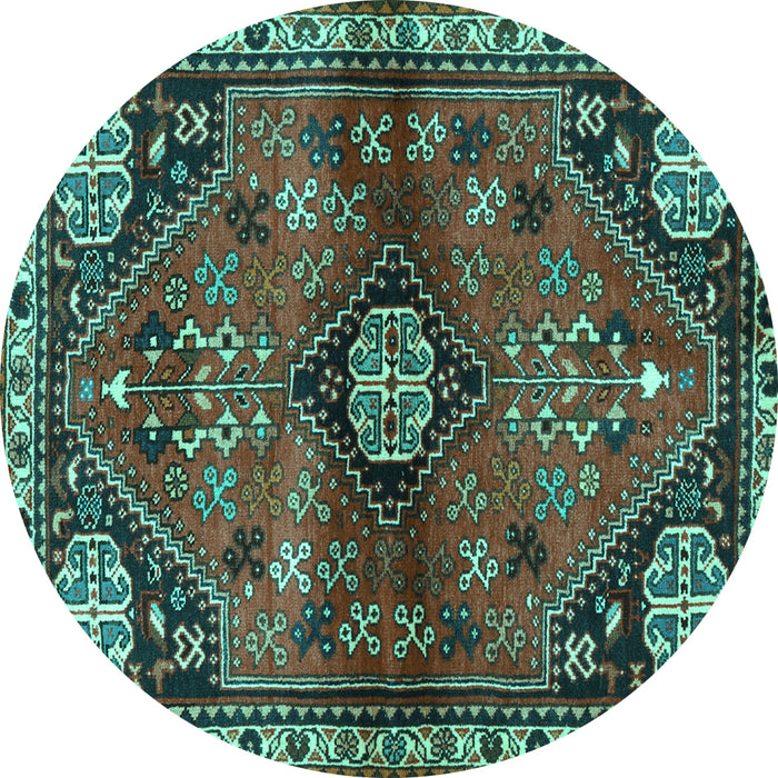 Round Persian Turquoise Traditional Rug, tr3063turq