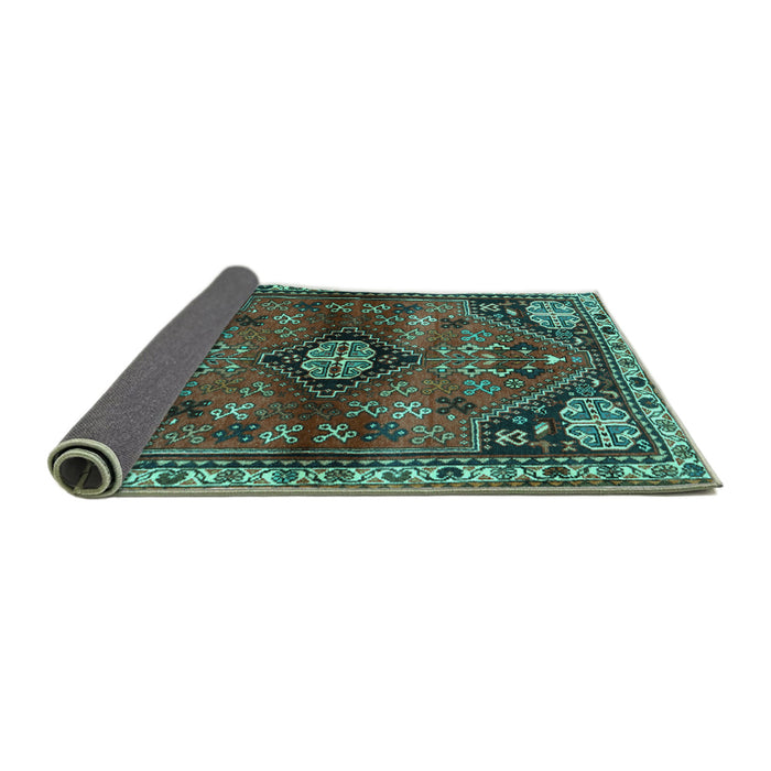 Sideview of Persian Turquoise Traditional Rug, tr3063turq