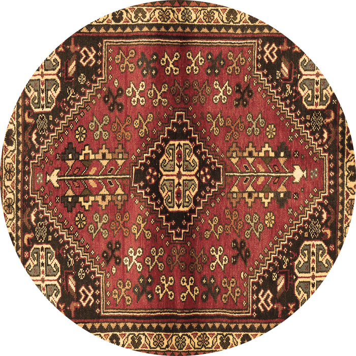 Round Persian Brown Traditional Rug, tr3063brn