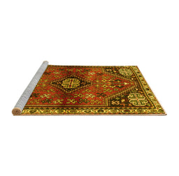 Sideview of Machine Washable Persian Yellow Traditional Rug, wshtr3063yw