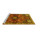 Sideview of Machine Washable Persian Yellow Traditional Rug, wshtr3063yw