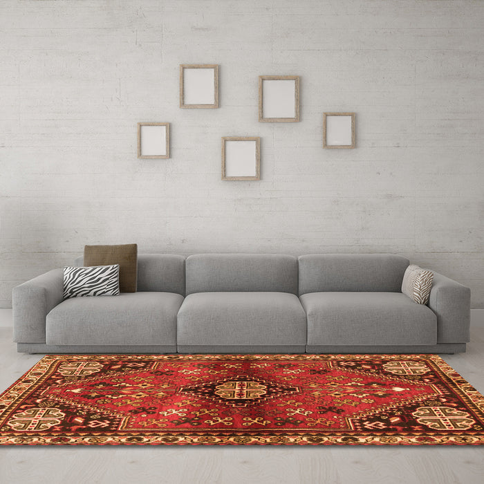 Machine Washable Persian Orange Traditional Area Rugs in a Living Room, wshtr3063org