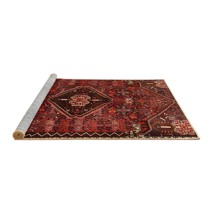 Sideview of Machine Washable Traditional Chestnut Brown Rug, wshtr3064