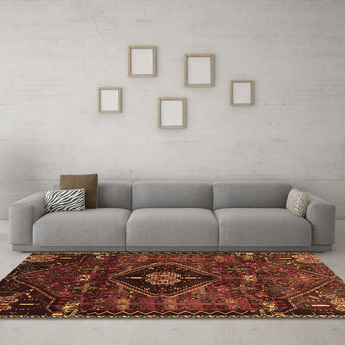 Machine Washable Persian Brown Traditional Rug in a Living Room,, wshtr3064brn