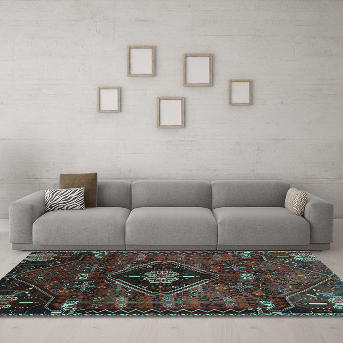 Machine Washable Persian Light Blue Traditional Rug in a Living Room, wshtr3064lblu