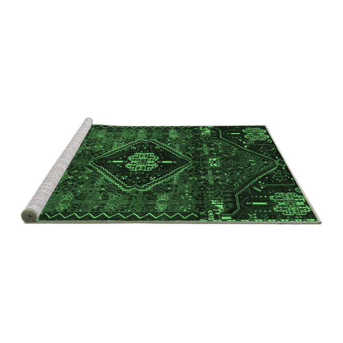 Sideview of Machine Washable Persian Emerald Green Traditional Area Rugs, wshtr3064emgrn