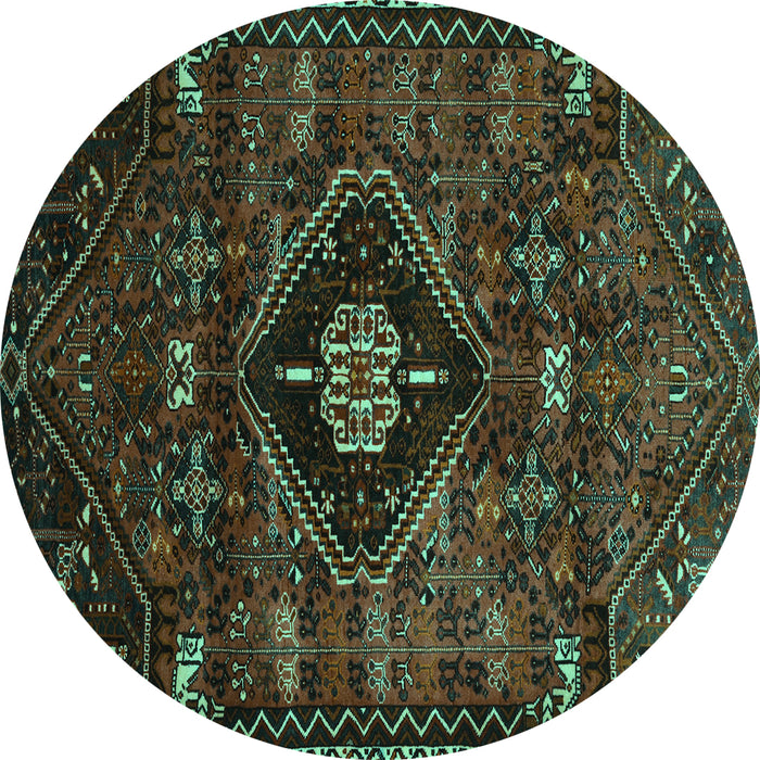 Round Persian Turquoise Traditional Rug, tr3064turq