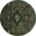 Round Persian Turquoise Traditional Rug, tr3064turq