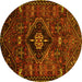 Round Machine Washable Persian Yellow Traditional Rug, wshtr3064yw