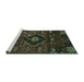 Sideview of Machine Washable Persian Turquoise Traditional Area Rugs, wshtr3064turq