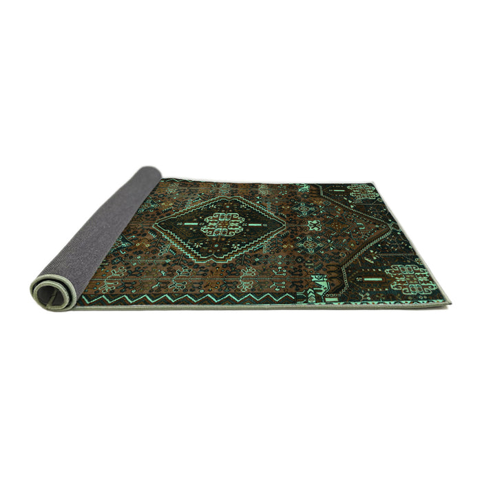 Sideview of Persian Turquoise Traditional Rug, tr3064turq