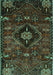 Machine Washable Persian Turquoise Traditional Area Rugs, wshtr3064turq