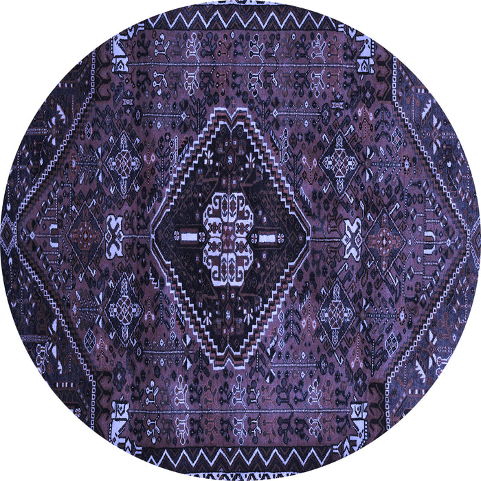 Round Machine Washable Persian Blue Traditional Rug, wshtr3064blu