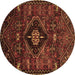 Round Machine Washable Persian Brown Traditional Rug, wshtr3064brn