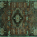 Square Machine Washable Persian Turquoise Traditional Area Rugs, wshtr3064turq