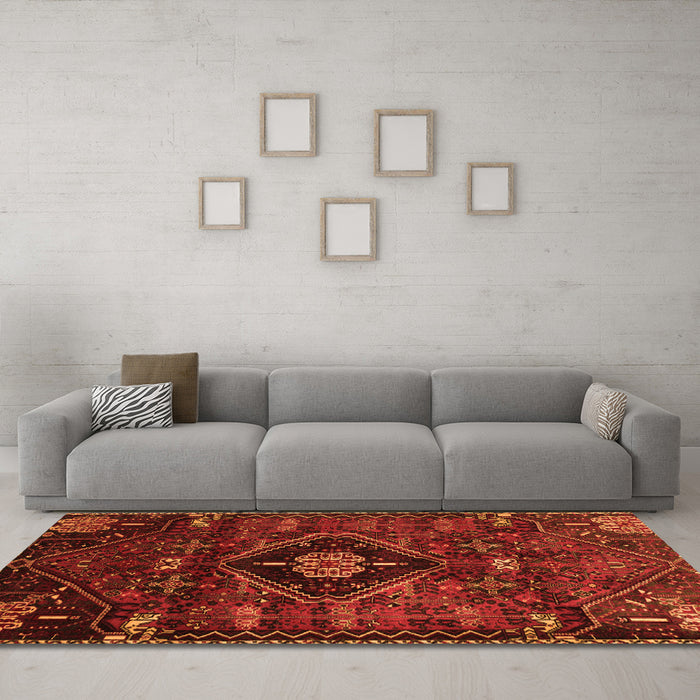 Machine Washable Persian Orange Traditional Area Rugs in a Living Room, wshtr3064org