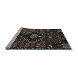 Sideview of Machine Washable Persian Light Blue Traditional Rug, wshtr3064lblu