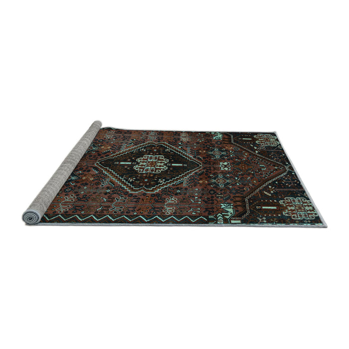 Sideview of Machine Washable Persian Light Blue Traditional Rug, wshtr3064lblu