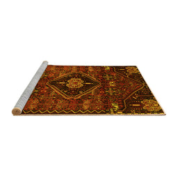 Sideview of Machine Washable Persian Yellow Traditional Rug, wshtr3064yw