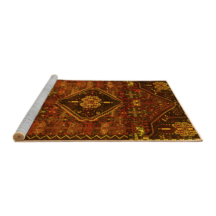 Sideview of Machine Washable Persian Yellow Traditional Rug, wshtr3064yw
