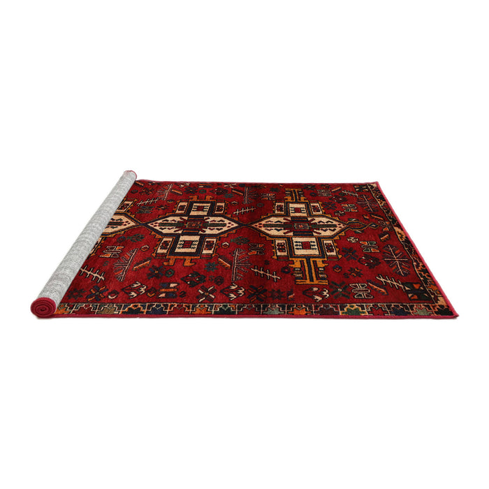 Sideview of Machine Washable Traditional Tomato Red Rug, wshtr3065