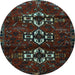 Round Persian Light Blue Traditional Rug, tr3065lblu