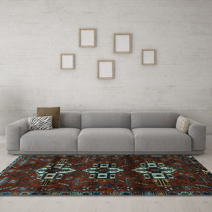 Machine Washable Persian Light Blue Traditional Rug in a Living Room, wshtr3065lblu