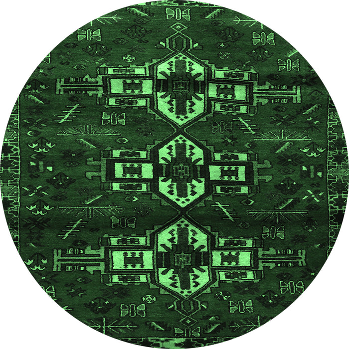 Round Machine Washable Persian Emerald Green Traditional Area Rugs, wshtr3065emgrn