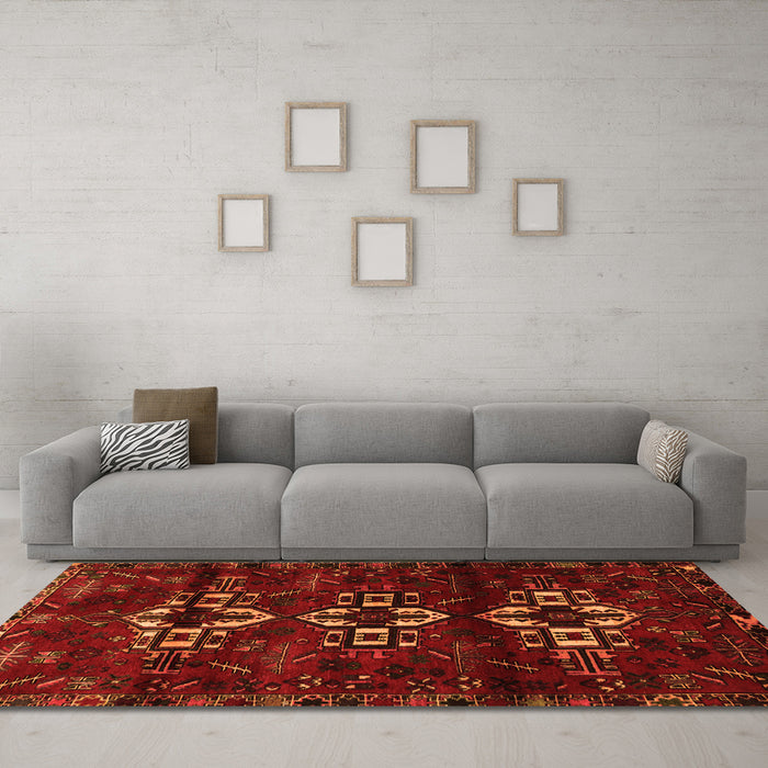 Machine Washable Persian Orange Traditional Area Rugs in a Living Room, wshtr3065org