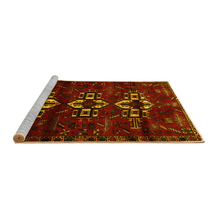 Sideview of Machine Washable Persian Yellow Traditional Rug, wshtr3065yw