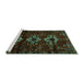 Sideview of Machine Washable Persian Turquoise Traditional Area Rugs, wshtr3065turq