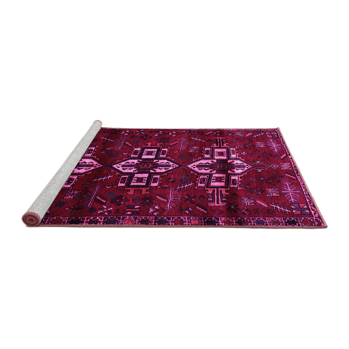 Sideview of Machine Washable Persian Pink Traditional Rug, wshtr3065pnk