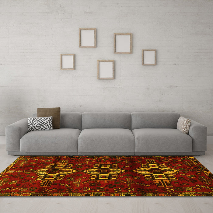 Machine Washable Persian Yellow Traditional Rug in a Living Room, wshtr3065yw