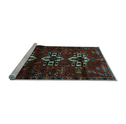 Sideview of Machine Washable Persian Light Blue Traditional Rug, wshtr3065lblu