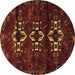 Round Machine Washable Persian Brown Traditional Rug, wshtr3065brn