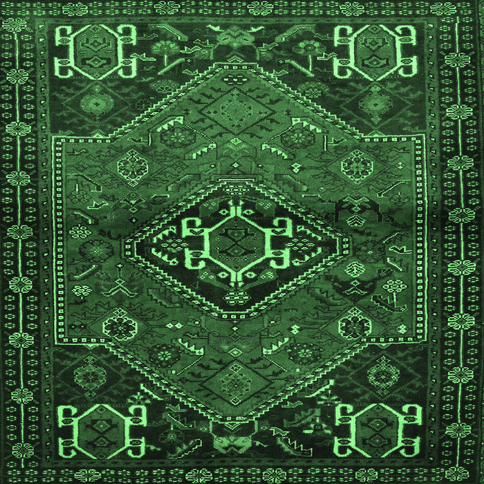 Square Machine Washable Persian Emerald Green Traditional Area Rugs, wshtr3066emgrn