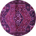 Round Machine Washable Persian Purple Traditional Area Rugs, wshtr3066pur