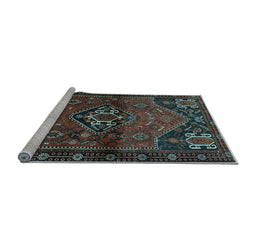 Sideview of Machine Washable Persian Light Blue Traditional Rug, wshtr3066lblu