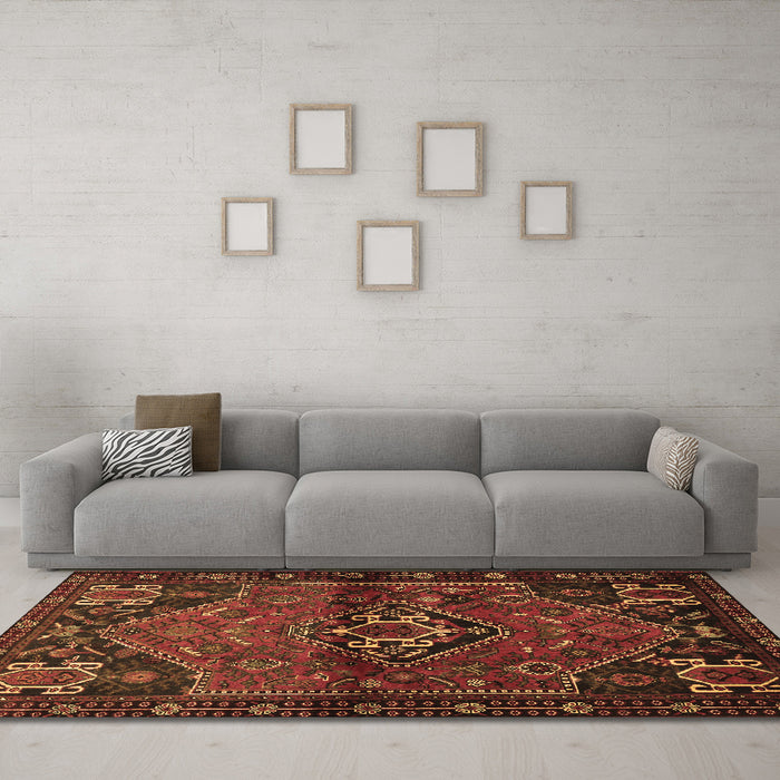 Machine Washable Persian Brown Traditional Rug in a Living Room,, wshtr3066brn