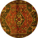 Round Machine Washable Persian Yellow Traditional Rug, wshtr3066yw