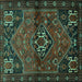 Square Machine Washable Persian Turquoise Traditional Area Rugs, wshtr3066turq