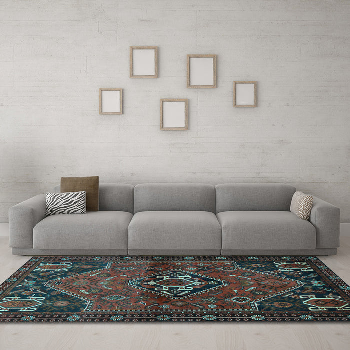 Machine Washable Persian Light Blue Traditional Rug in a Living Room, wshtr3066lblu