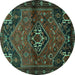 Round Persian Turquoise Traditional Rug, tr3066turq