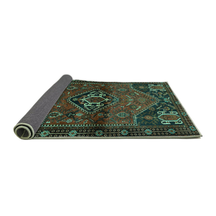 Sideview of Persian Turquoise Traditional Rug, tr3066turq