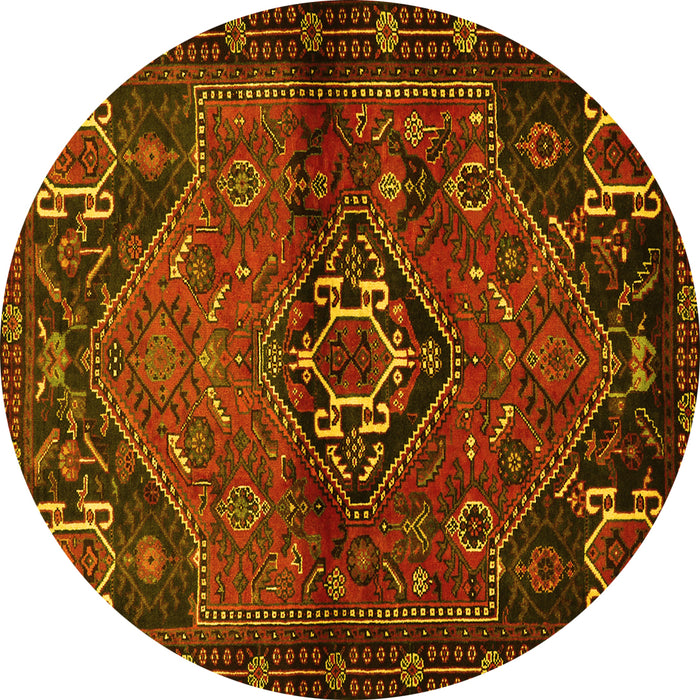 Round Persian Yellow Traditional Rug, tr3066yw