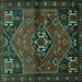 Square Persian Turquoise Traditional Rug, tr3066turq