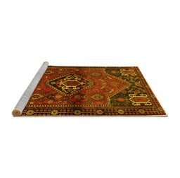 Sideview of Machine Washable Persian Yellow Traditional Rug, wshtr3066yw